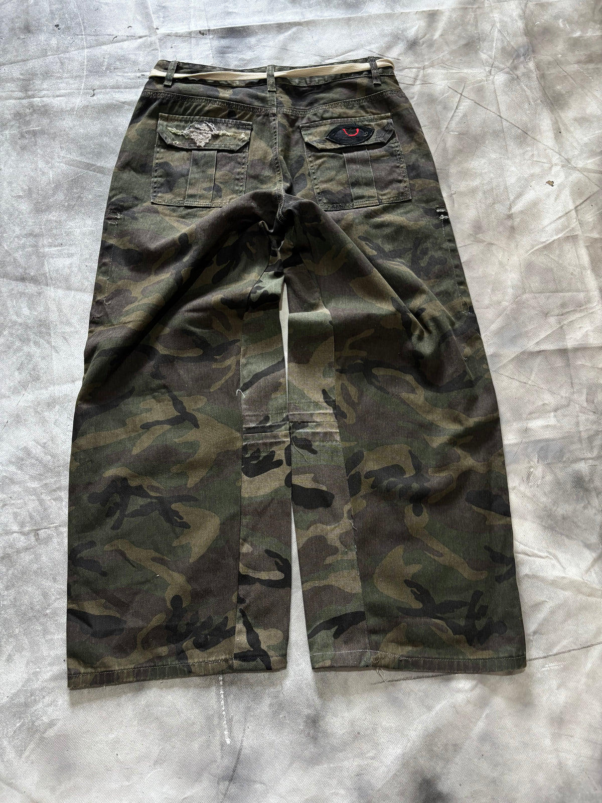 Disstresed Camo Jeans