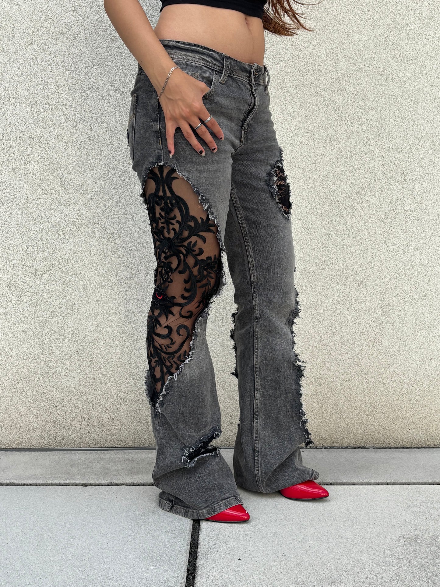 EY¢ Lace Jeans – GRAY