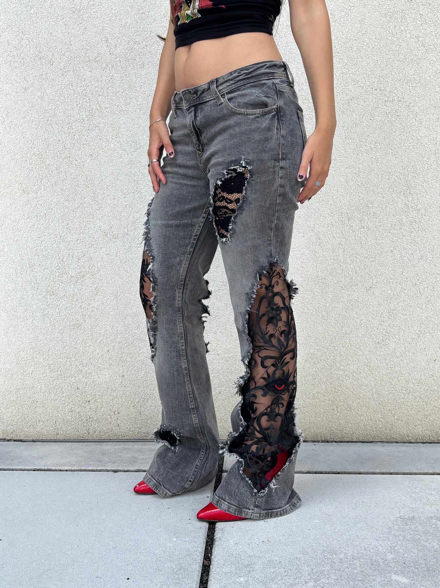 EY¢ Lace Jeans – GRAY