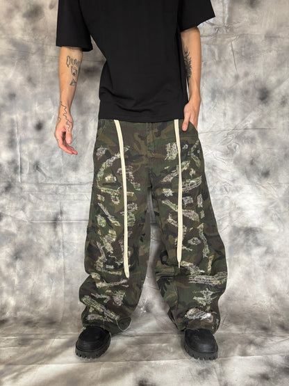 Disstresed Camo Jeans