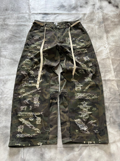 Disstresed Camo Jeans