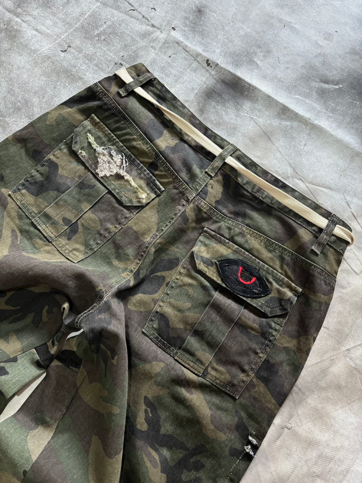 Disstresed Camo Jeans
