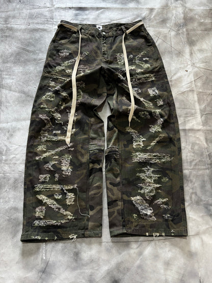 Disstresed Camo Jeans