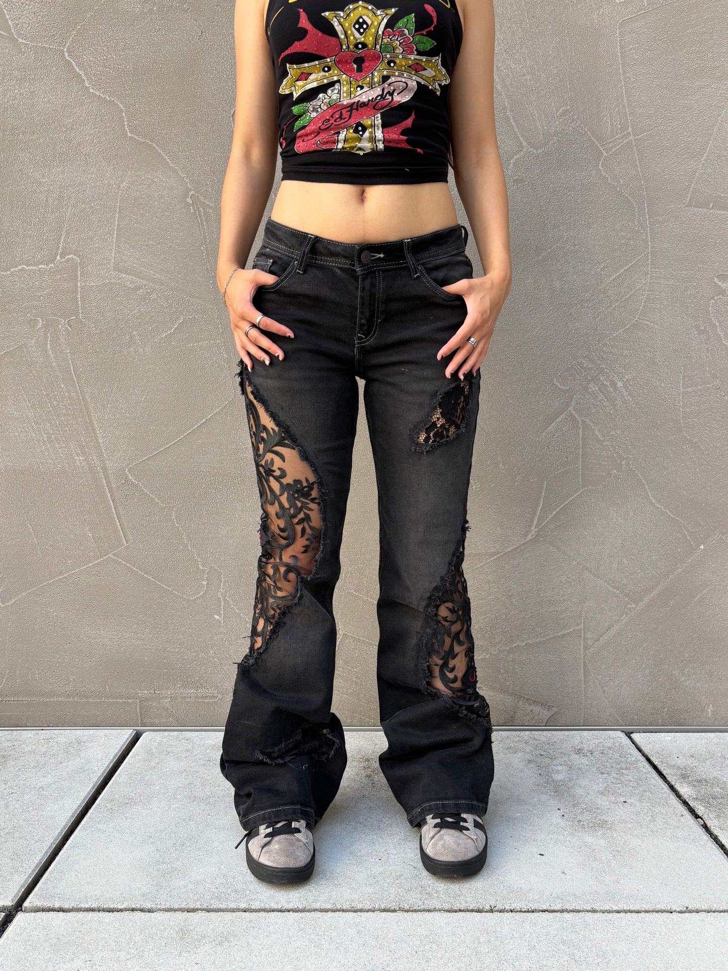 EY¢ Lace Jeans – BLACK