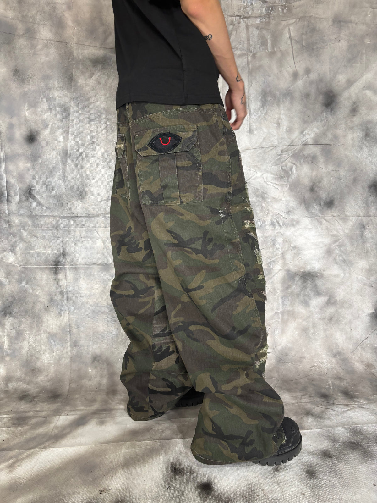 Disstresed Camo Jeans