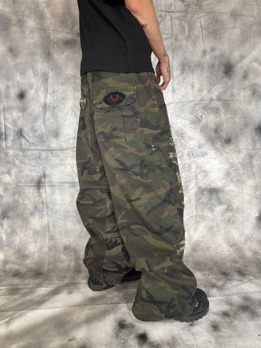 Disstresed Camo Jeans