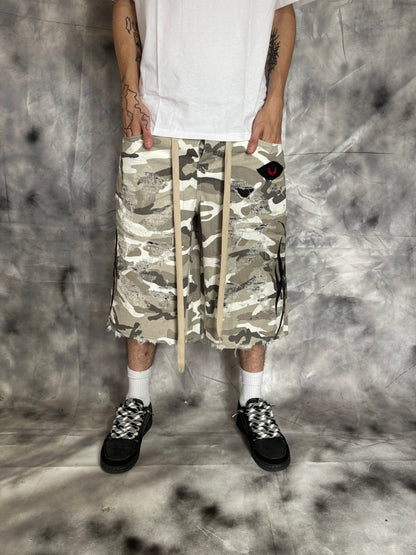 Jorts – WHITE CAMO TRIBAL