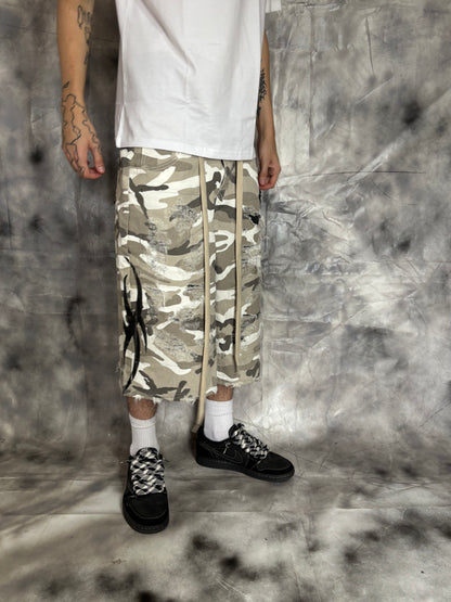 Jorts – WHITE CAMO TRIBAL