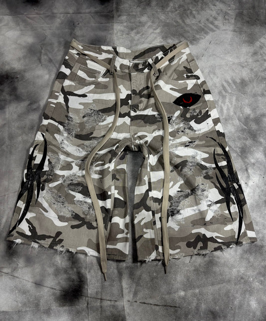 Jorts – WHITE CAMO TRIBAL